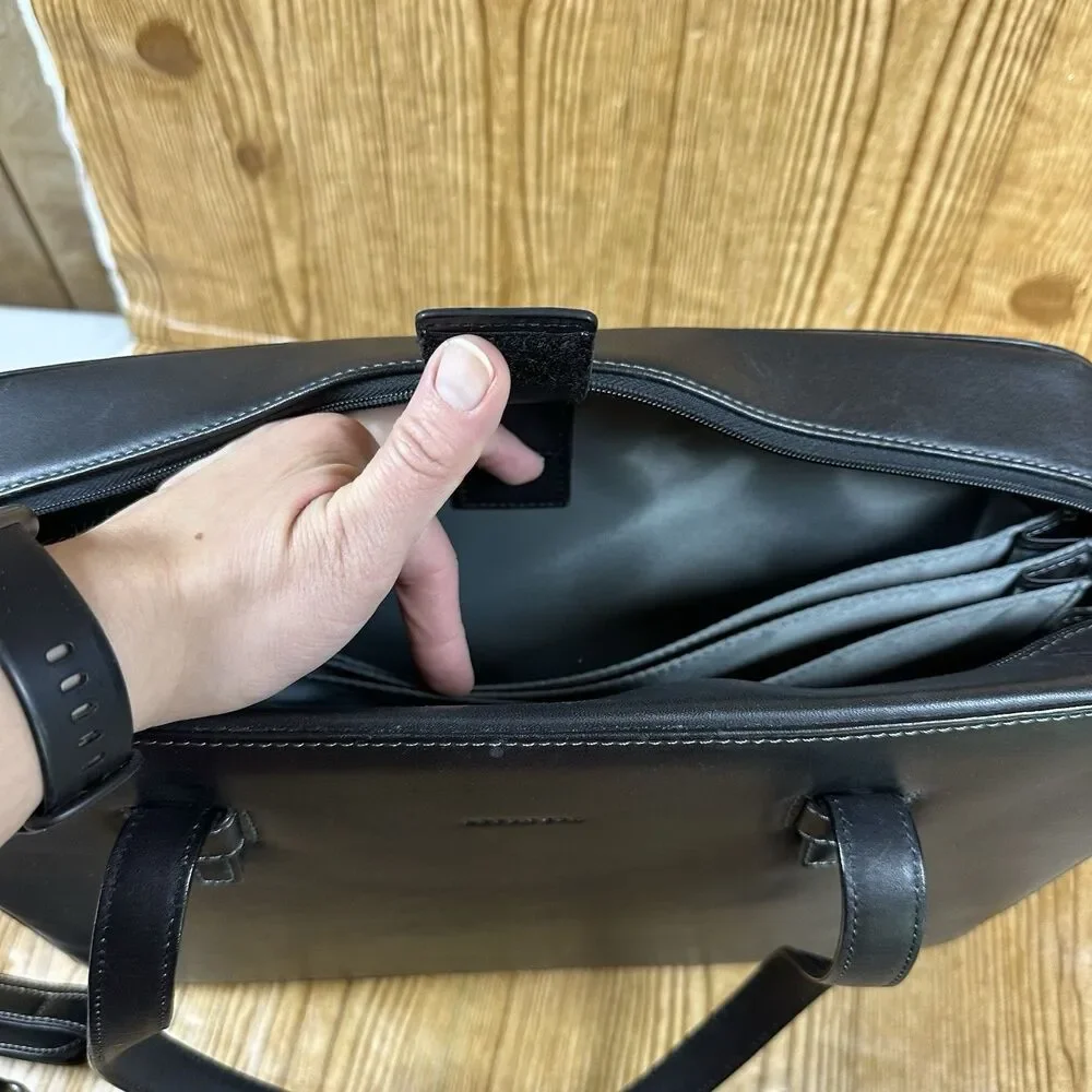 Lavender Briefcase Shoulder Work Hobo Satchel‎ Tote Bag Black Leather